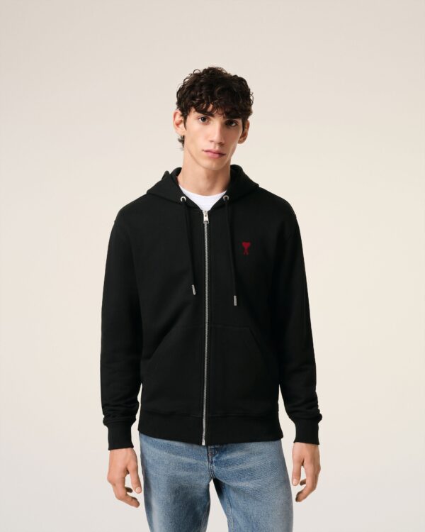 Hoodie Noir Zippé Ami de Coeur En Coton – Image 4