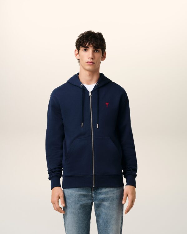 Hoodie Bleu Marine Zippé Ami de Coeur En Coton – Image 4