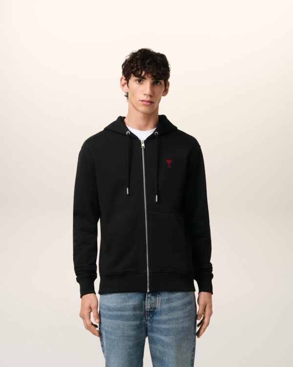 Hoodie Noir Zippé Ami de Coeur En Coton – Image 2