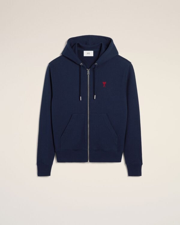 Hoodie Bleu Marine Zippé Ami de Coeur En Coton