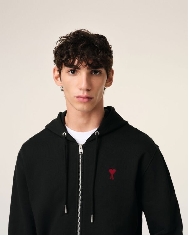 Hoodie Noir Zippé Ami de Coeur En Coton – Image 6