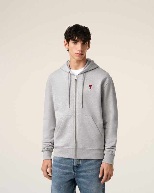 Hoodie Gris Zippé Ami de Coeur En Coton – Image 5
