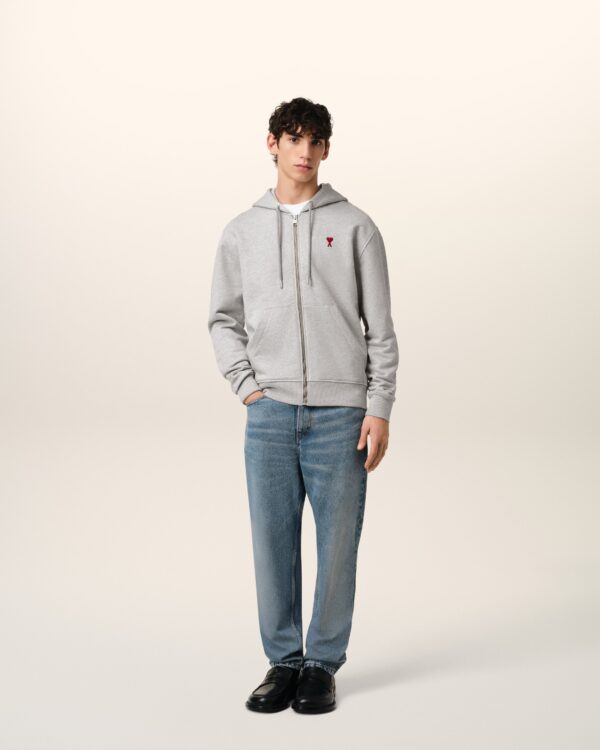 Hoodie Gris Zippé Ami de Coeur En Coton – Image 2