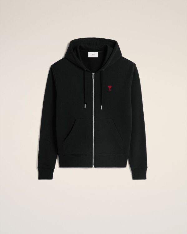 Hoodie Noir Zippé Ami de Coeur En Coton