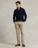 Pull demi-zippé en coton - Marine chasseur