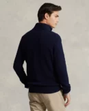 Pull demi-zippé en coton - Marine chasseur