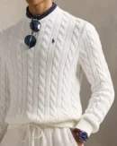 Pull en coton torsadé - Blanc