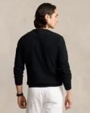 Pull à col rond en coton piqué - Noir Polo/Ton sur ton