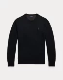 Pull à col rond en coton piqué - Noir Polo/Ton sur ton