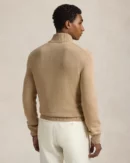 Pull demi-zippé en coton - Mélange camel