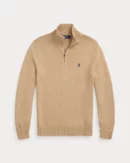 Pull demi-zippé en coton - Mélange camel