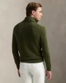 Pull demi-zippé en coton - Olive nouveau