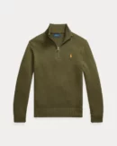 Pull demi-zippé en coton - Olive nouveau