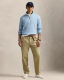 Pull quart de zip en maille double - Bleu Chiné Moderne