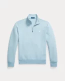 Pull quart de zip en maille double - Bleu Chiné Moderne