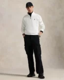 Pull quart de zip en maille double -  Blanc
