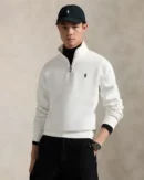 Pull quart de zip en maille double -  Blanc