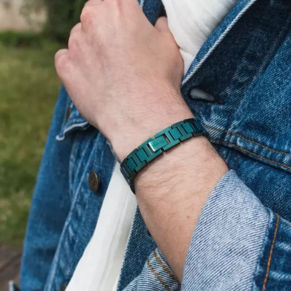 Bracelet Metropole "L" en Acier Vert - 2040420, Longueur ajustable de 13 cm à 19 cm Vert – Image 3