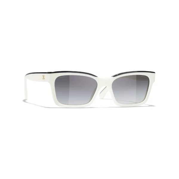 Channel Square Sunglasses - Noir et blanc. Verres : gris, dégradé