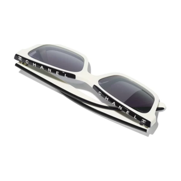 Channel Square Sunglasses - Noir et blanc. Verres : gris, dégradé – Image 4