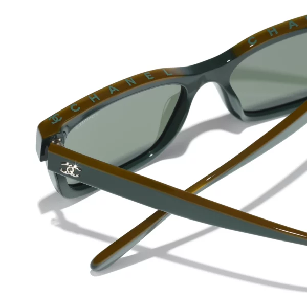 Channel Square Sunglasses - Kaki et vert. Verres : verts – Image 4