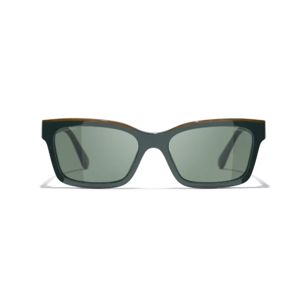 Channel Square Sunglasses - Kaki et vert. Verres : verts – Image 2